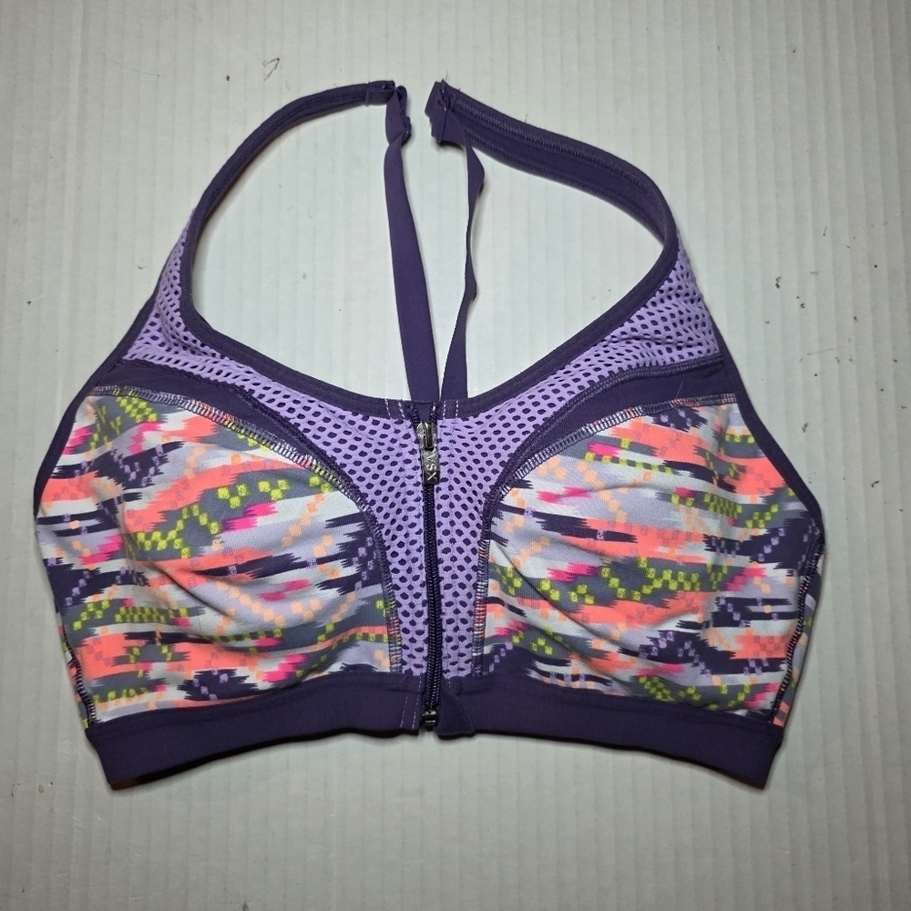 VSX Incredible Knockout Front Close Sport Bra 34B Racerback Purple